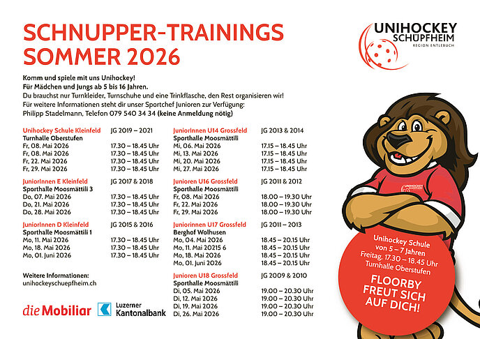 Schnuppertrainings 2026
